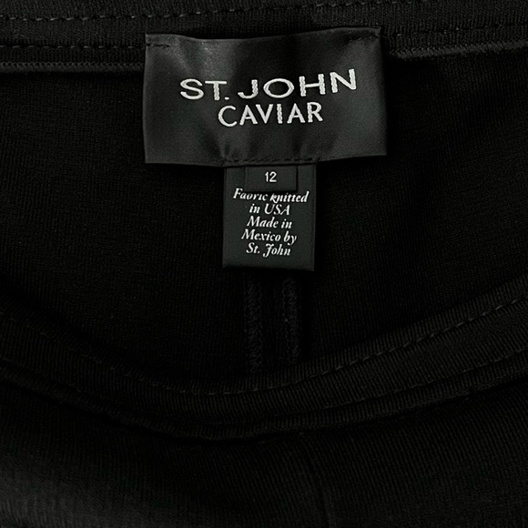 St. John Caviar Black Cigarette Ankle Pants Size 12 Side Zip Closure Wool Blend - Picture 8 of 13